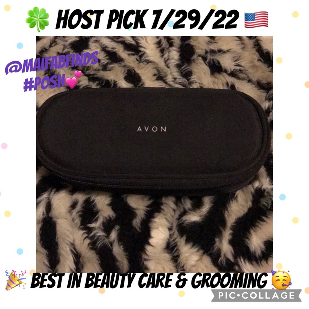 Avon zippered case mirrored with tweezers eyelash curler New